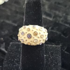 Elegant Cream and Gold Studded Ring